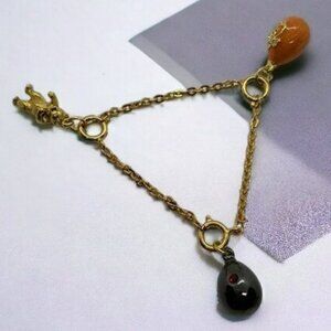 Joan Rivers Egg Necklace Extender Set Bear Charm Silver Egg Orange Egg Gold Tone